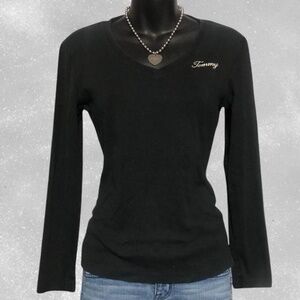 Y2K Tommy Black V-Neck